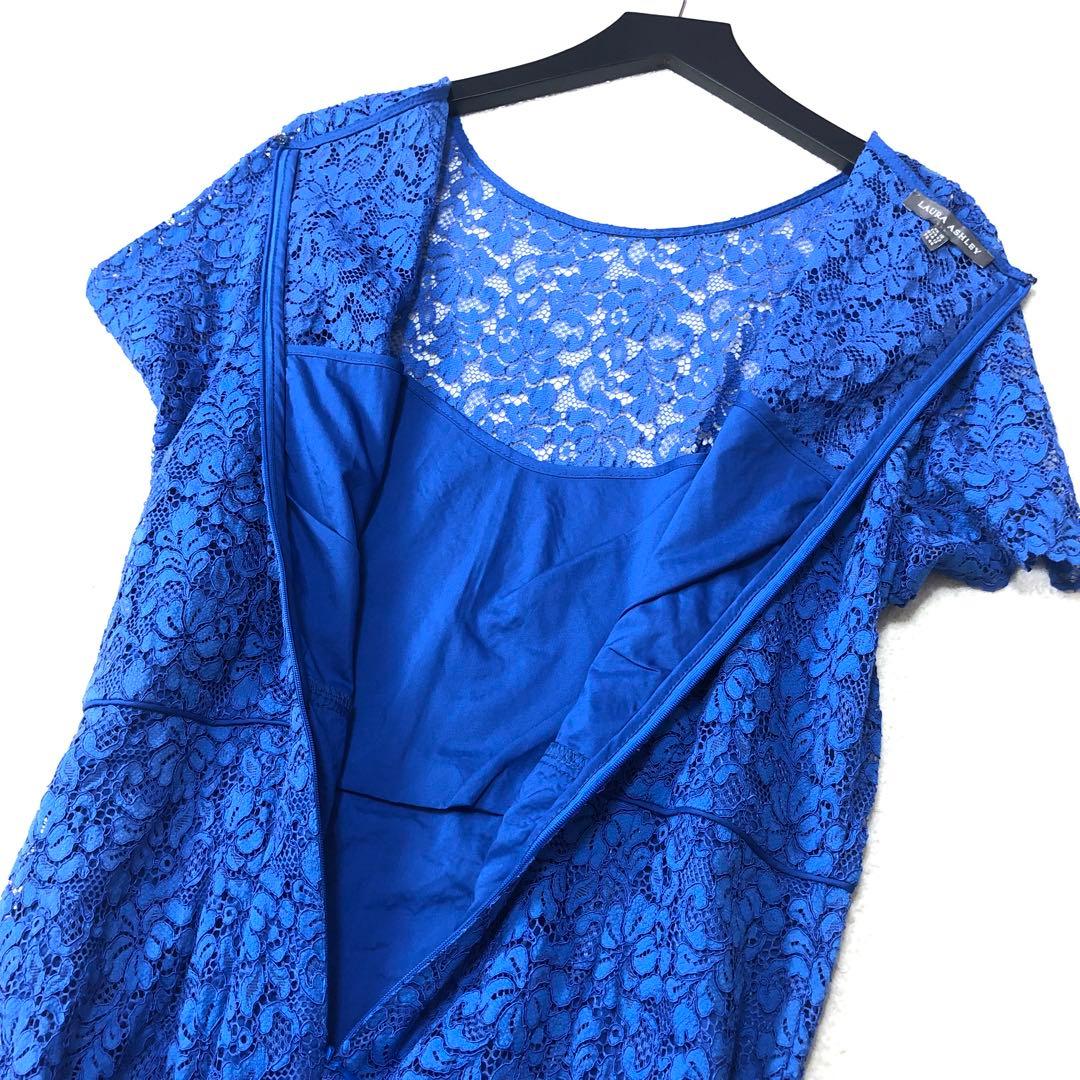 新品未使用　ローラアシュレイ　ロングワンピース　フローラル✨　総柄刺繍✨　ブルー