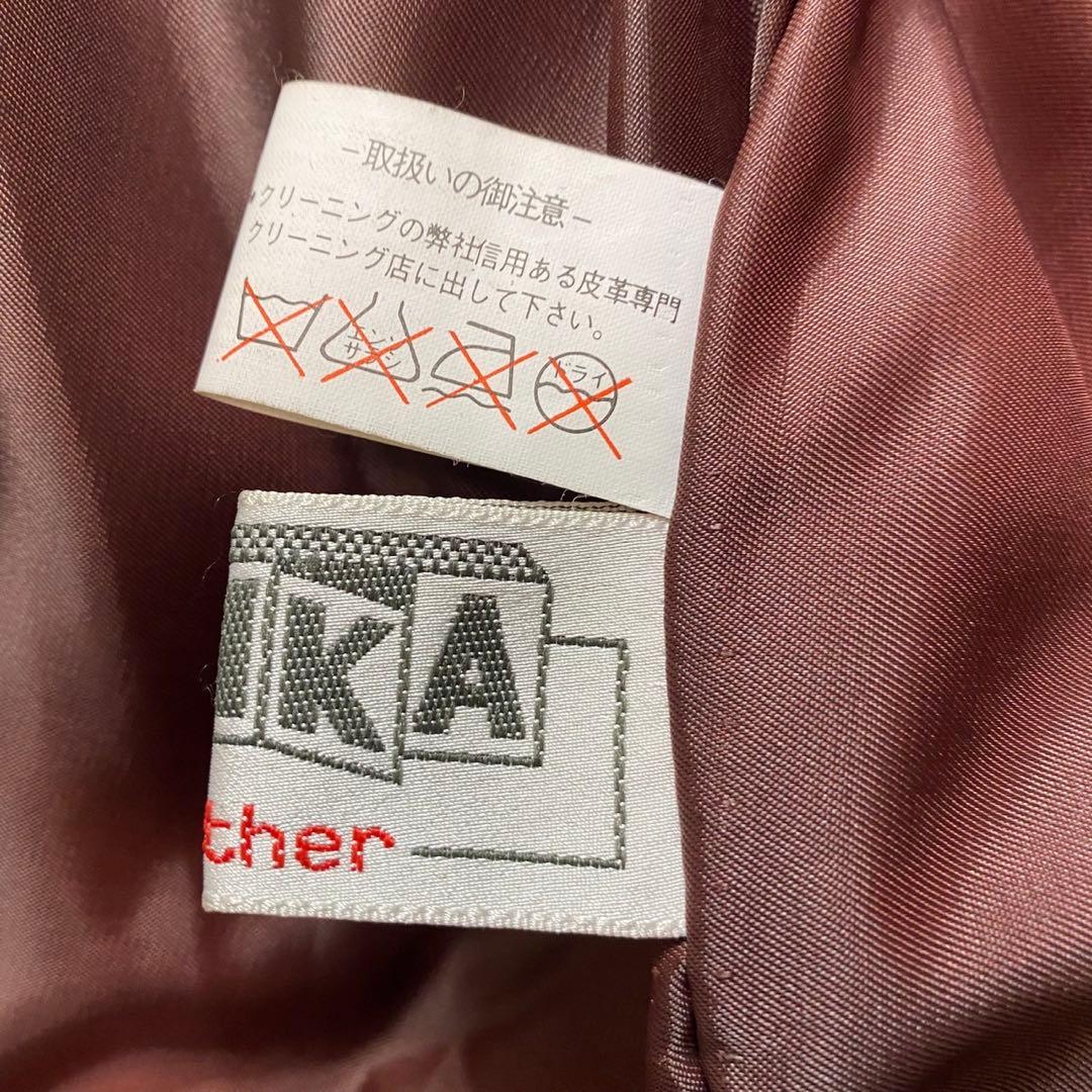 VINTAGE 古着　羊革　レザージャケット　金ボタン　ダブル　L ブラウン