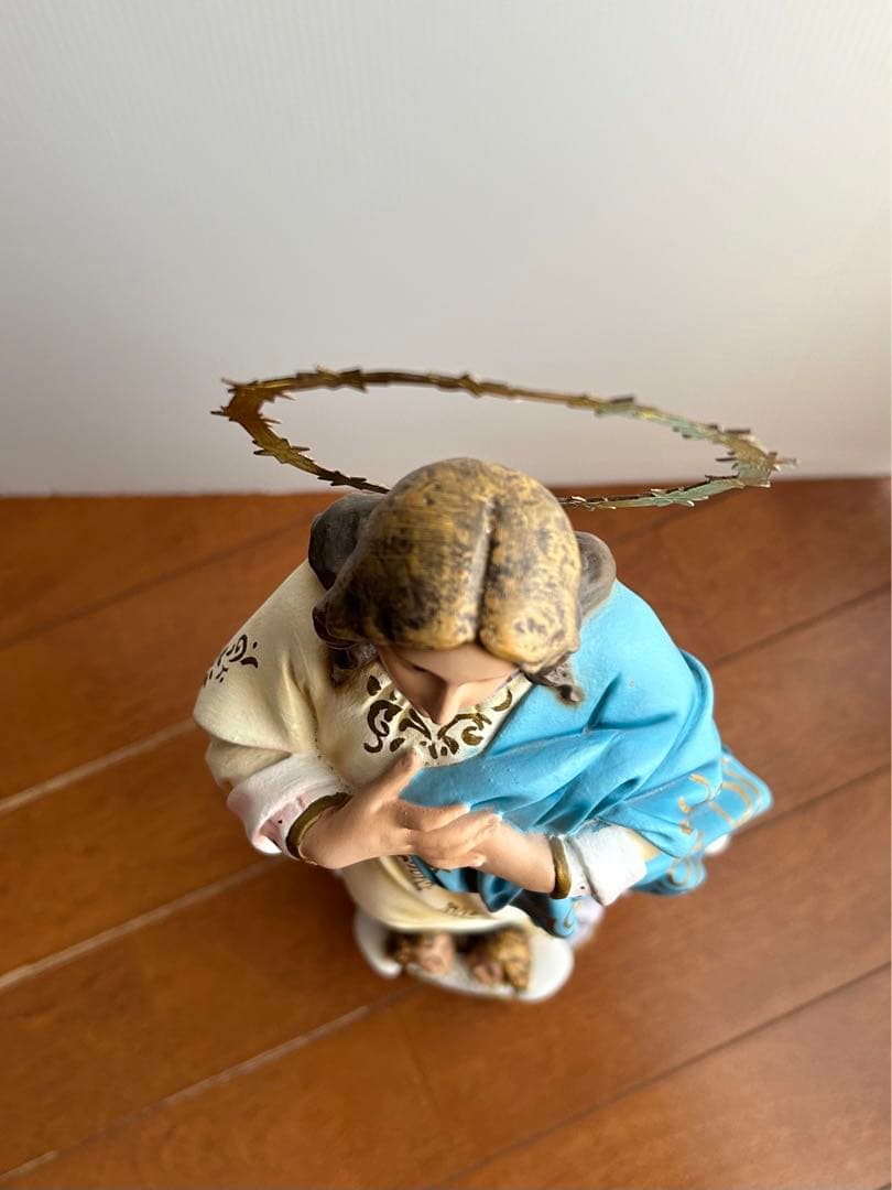 【超超希少美45.3cm】✞無原罪の御宿り 胸に手を当てる聖母マリア像　宗教彫刻