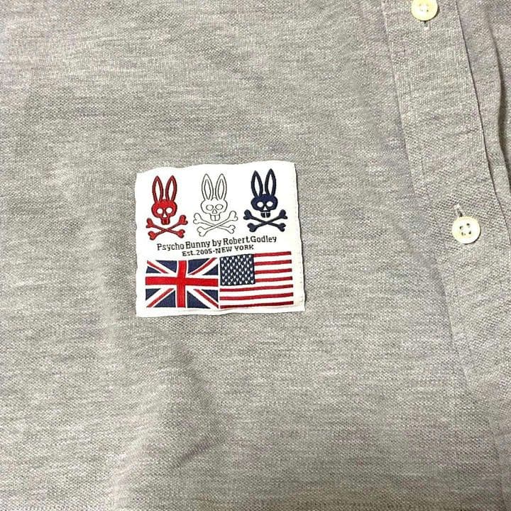 ♯177 PsychoBunny サイコバニー長袖シャツ 迷彩 ロゴ刺繍パッチ