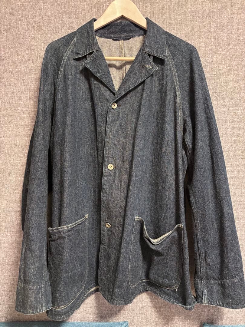 コモリ　デニムワークジャケット　ベルテッドデニムパンツセットアップ（ネイビー）