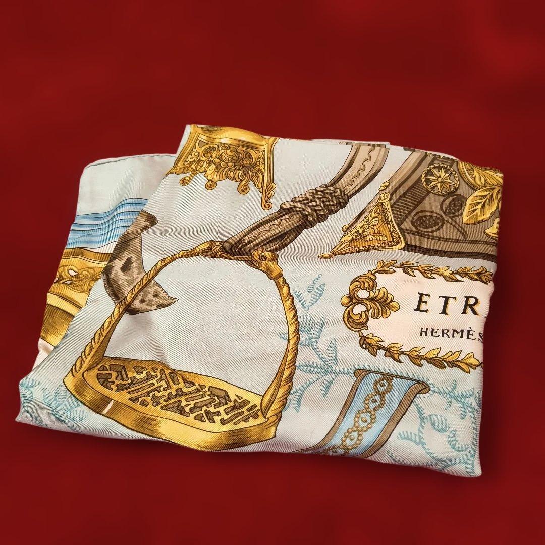 エルメス　カレ90　エトリエールデザイン　シルクスカーフ