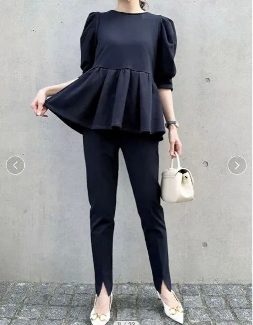 アメノチハレ　コンフォートペプラムプルオーバー　ネイビー　新品！！