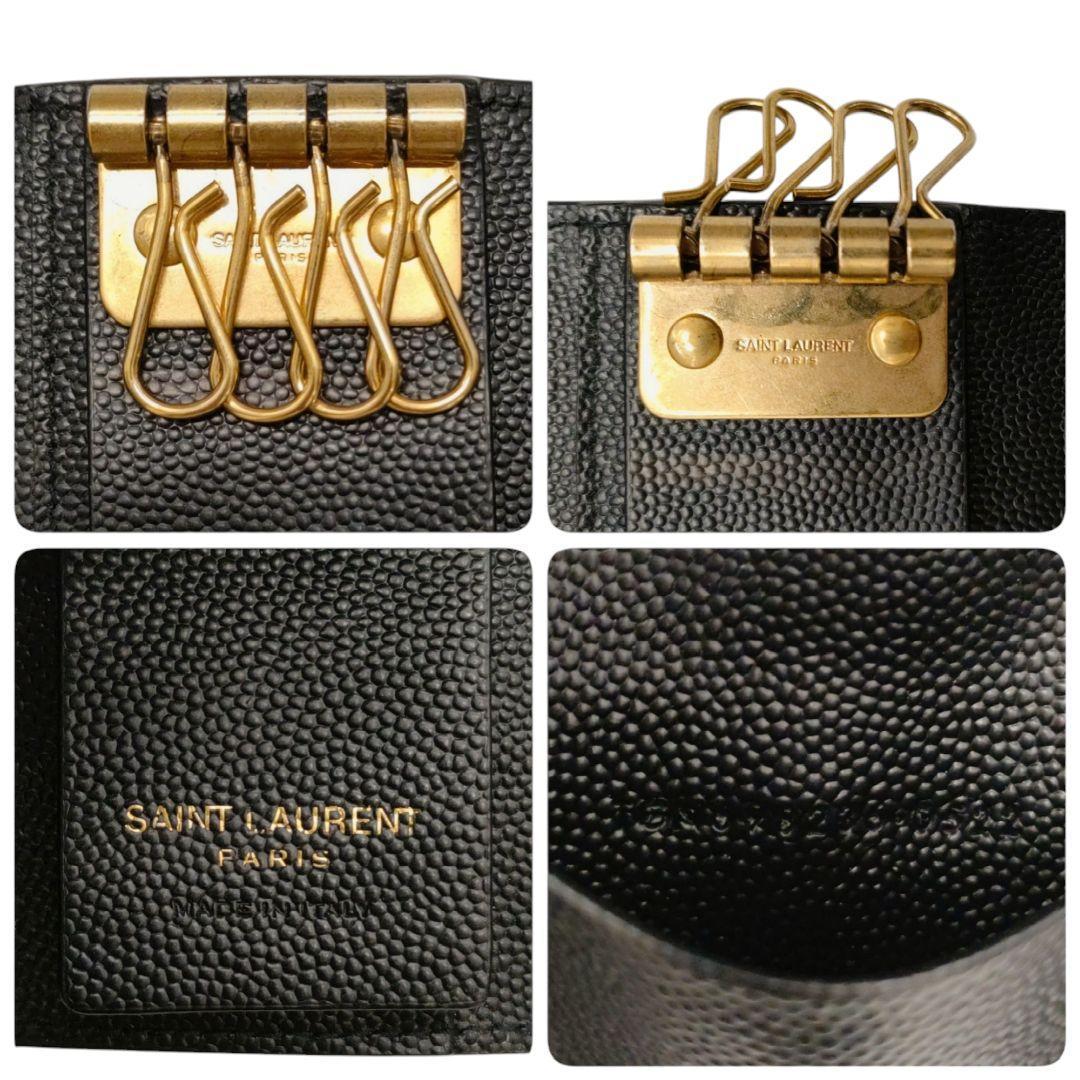 サンローラン　4連キーケース　カサンドラ　YSL　レザー　ブラック
