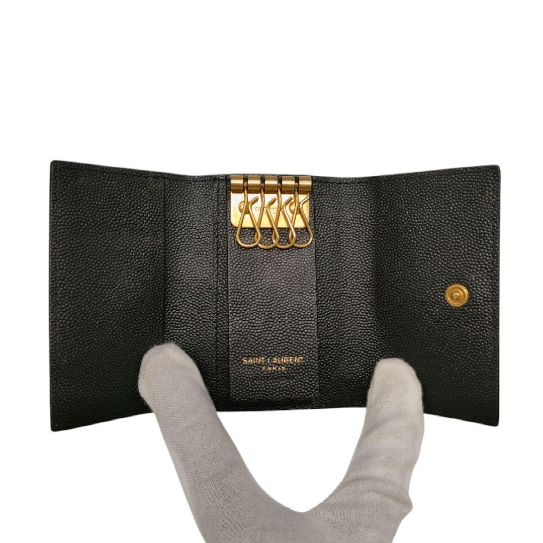 サンローラン　4連キーケース　カサンドラ　YSL　レザー　ブラック