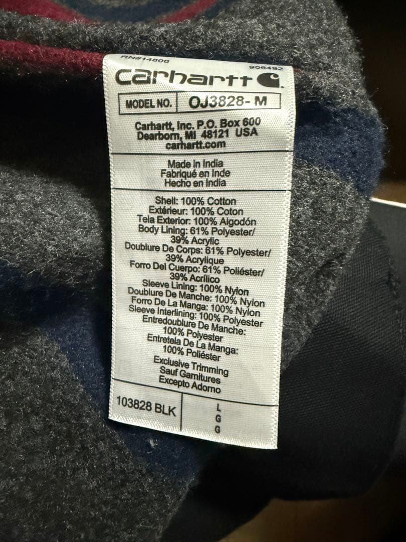 Carhartt 黒ジャケット サイズL