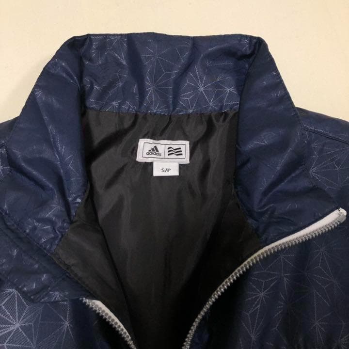 アディダスゴルフ◆中綿 ジップ ジャケット ネイビー 籠目柄 Sサイズ