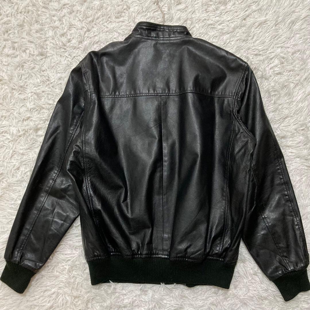 ブガッティ Bugatti 黒レザージャケット　スタンドカラー LLサイズ