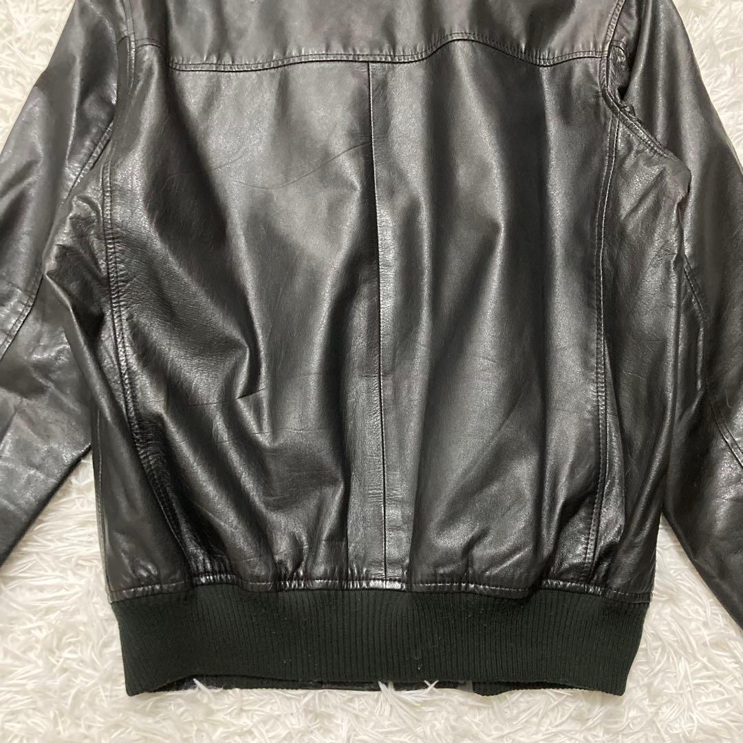 ブガッティ Bugatti 黒レザージャケット　スタンドカラー LLサイズ