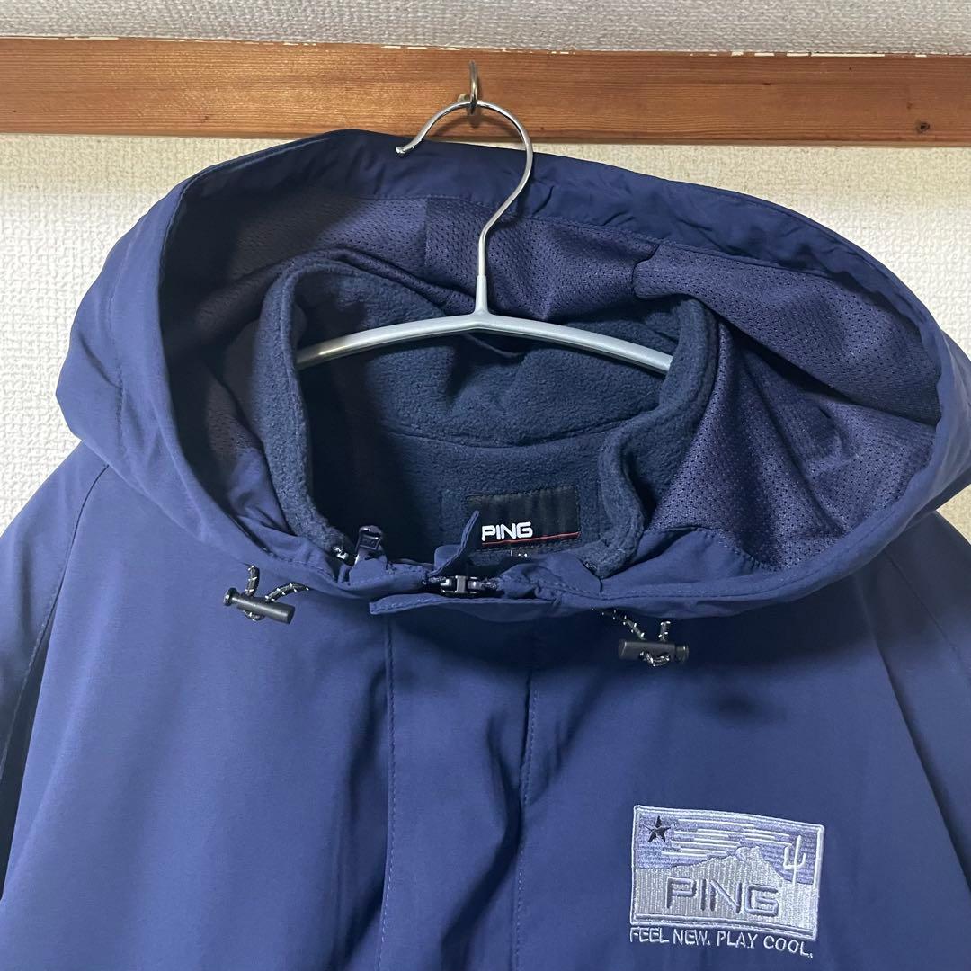 PING 3WAY ジャケット ブルゾン ライナーベスト フーディ 紺 LL