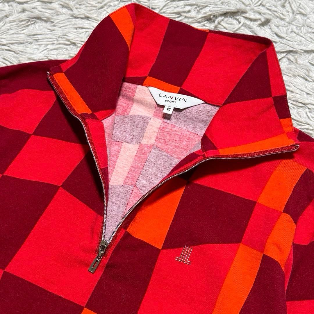 未使用級 ランバンスポール 総柄 ハーフジップ 長袖シャツ ゴルフ Lサイズ