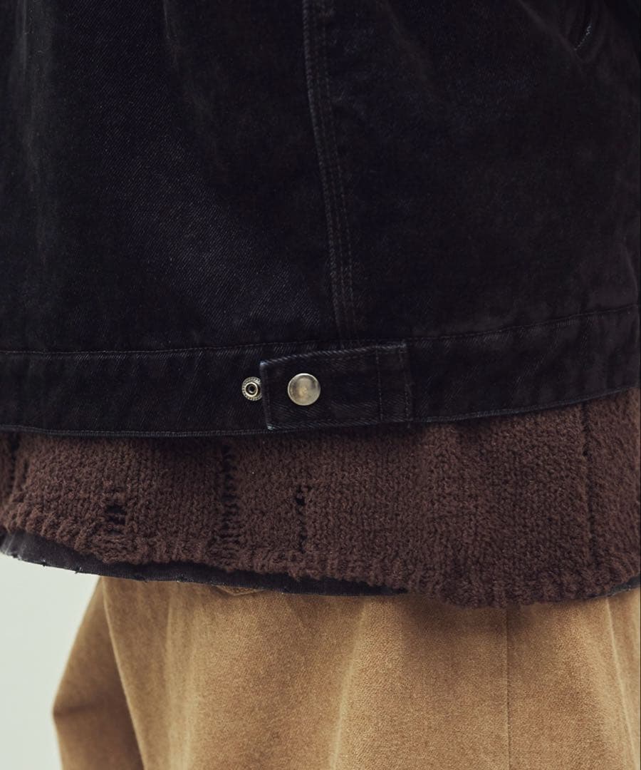 OPENING ACT/ベロアデニムワークジップ裏ボアジャケット　Lサイズ