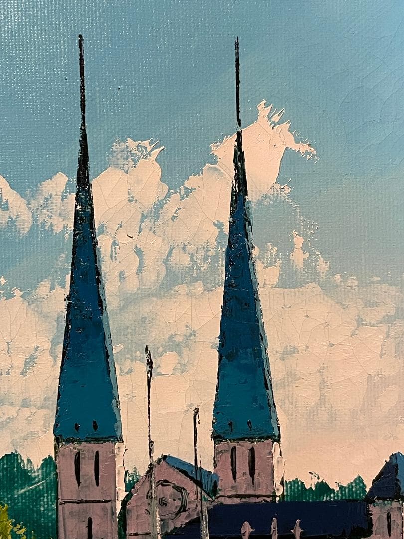 ハ*キ様 「真作」広瀬和之「ルツェルン(スイス)」風景画　油彩画　額装　サイン有