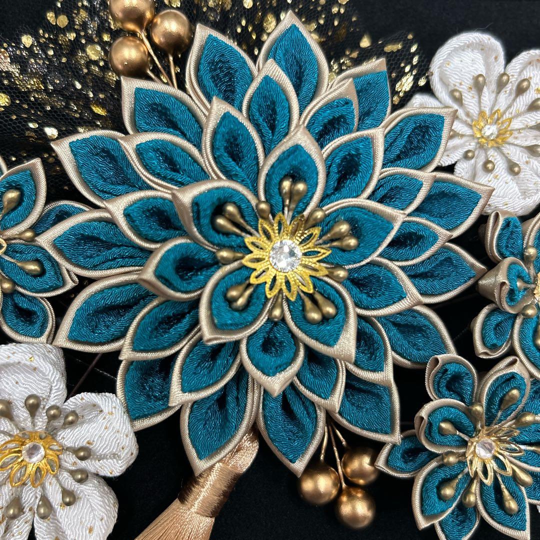 和装髪飾り 成人式 振袖 色打掛 結婚式 卒業式 白無垢 青緑