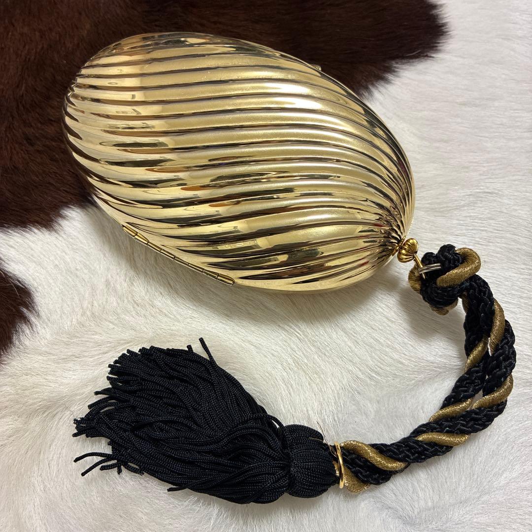 80'sビンテージ！タッセル付き ゴールド スワール クラッチバッグ パーティー