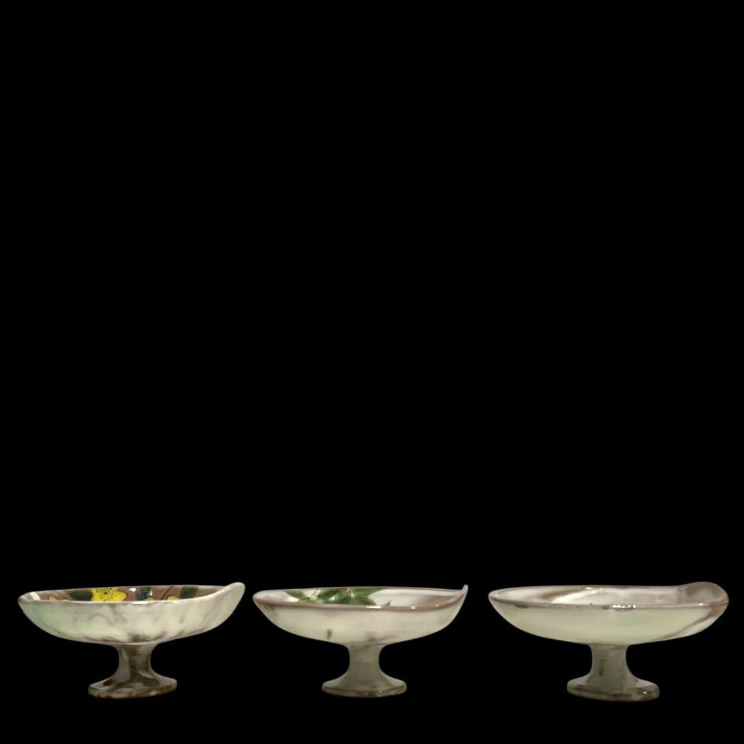 清水焼 京焼 陶葊 陶あん コンポート フルーツ皿 高台皿 3客セット