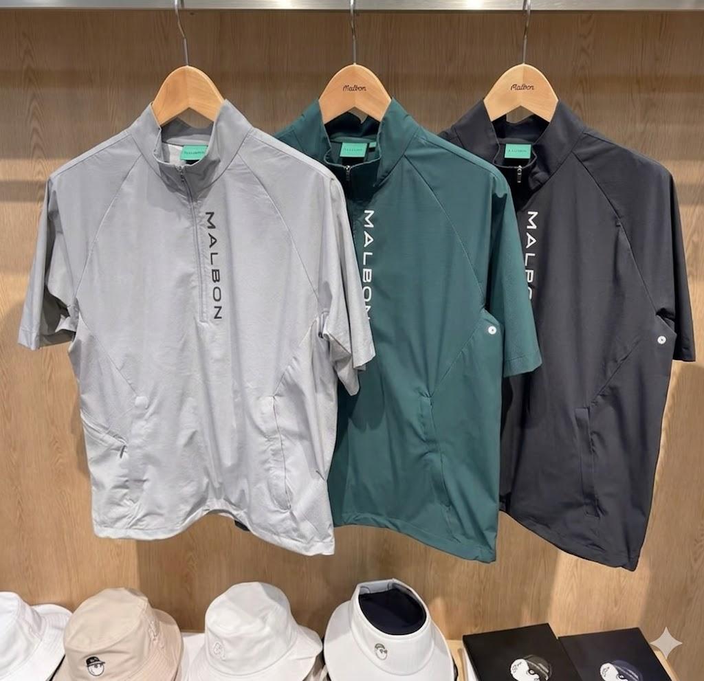Malbon メンズゴルフウェア 半袖アウター 防風ストレッチ 限定モデル☘️