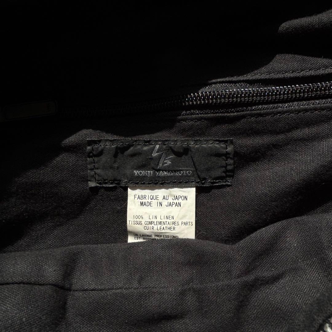 Y’s for Men 黒いレザーキャンバストートバッグ