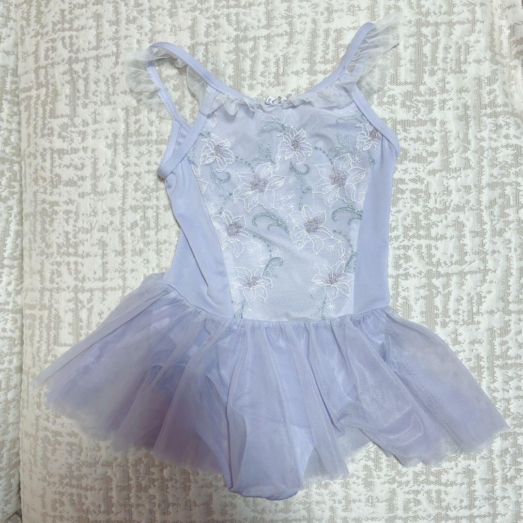 チャコット　120 女の子　レオタード　ラベンダー　チュチュ　スカート付き花柄