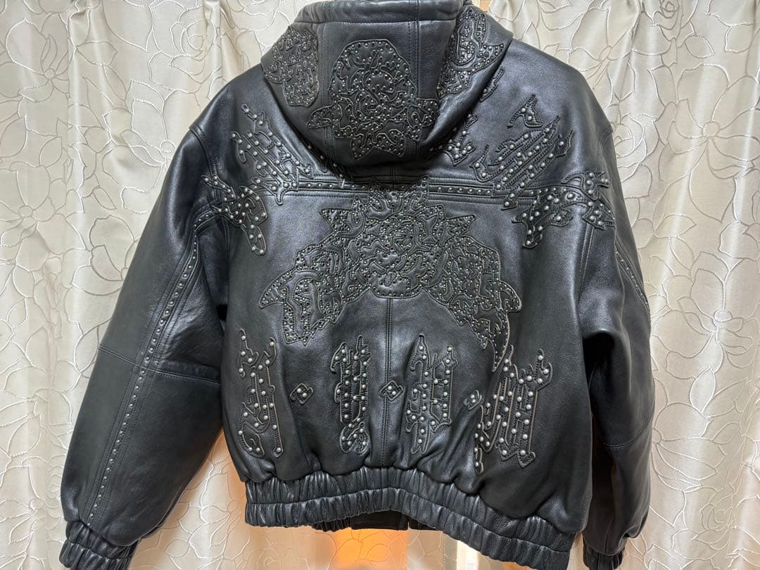 タグ有supreme Studded Hooded Leather Jacket