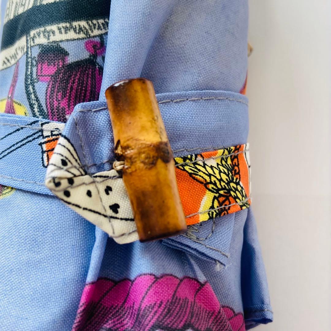 値下げしました　manipuri 折りたたみ傘 青　バルーン柄　美品