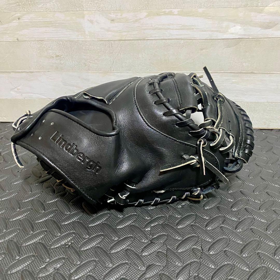 【美品】Lindbergh キャッチャーミット 硬式用 ブラック レザー 高品質