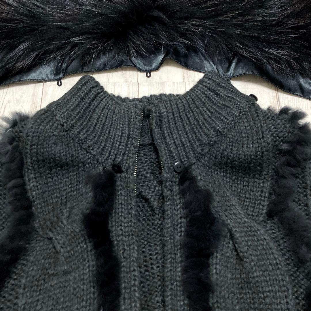 美★スコットクラブ　ヤマダヤ　ケーブルニットケープ　ファー付きポンチョ　Wジップ