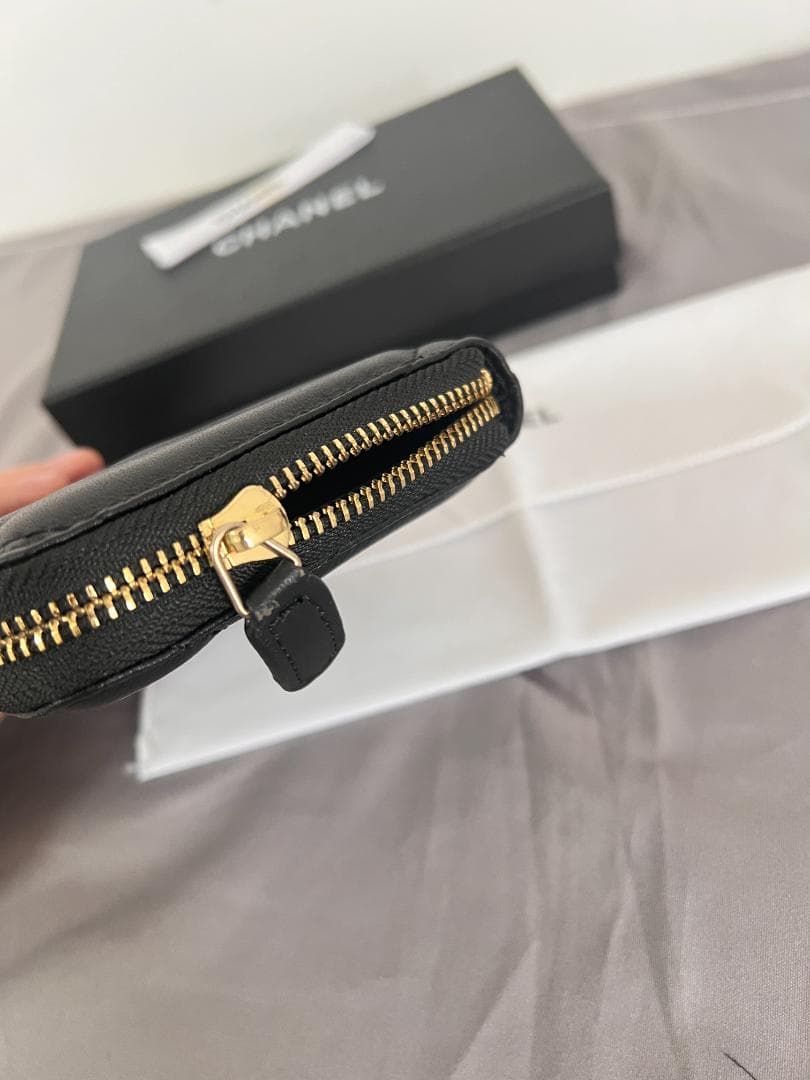 CHANEL ブラック レザー 長財布