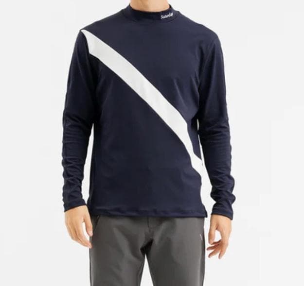 サタデーズ ニューヨークシティ ゴルフ スラッシュモックネックシャツ S 紺