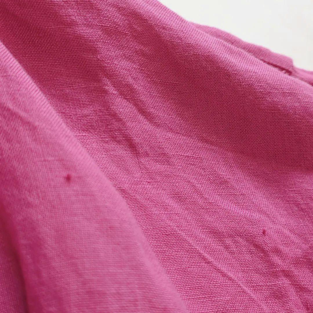 イチアンティークス イタリア製リネン100％ 洗える ピンク シャツワンピース