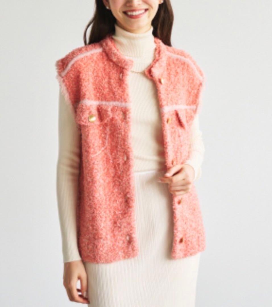ルーニー　【洗える】ツイード風ニットジレ　ベスト