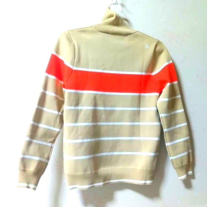 新品タグ付 TaylorMade マルチボーダー裏起毛 タートルネックニット S