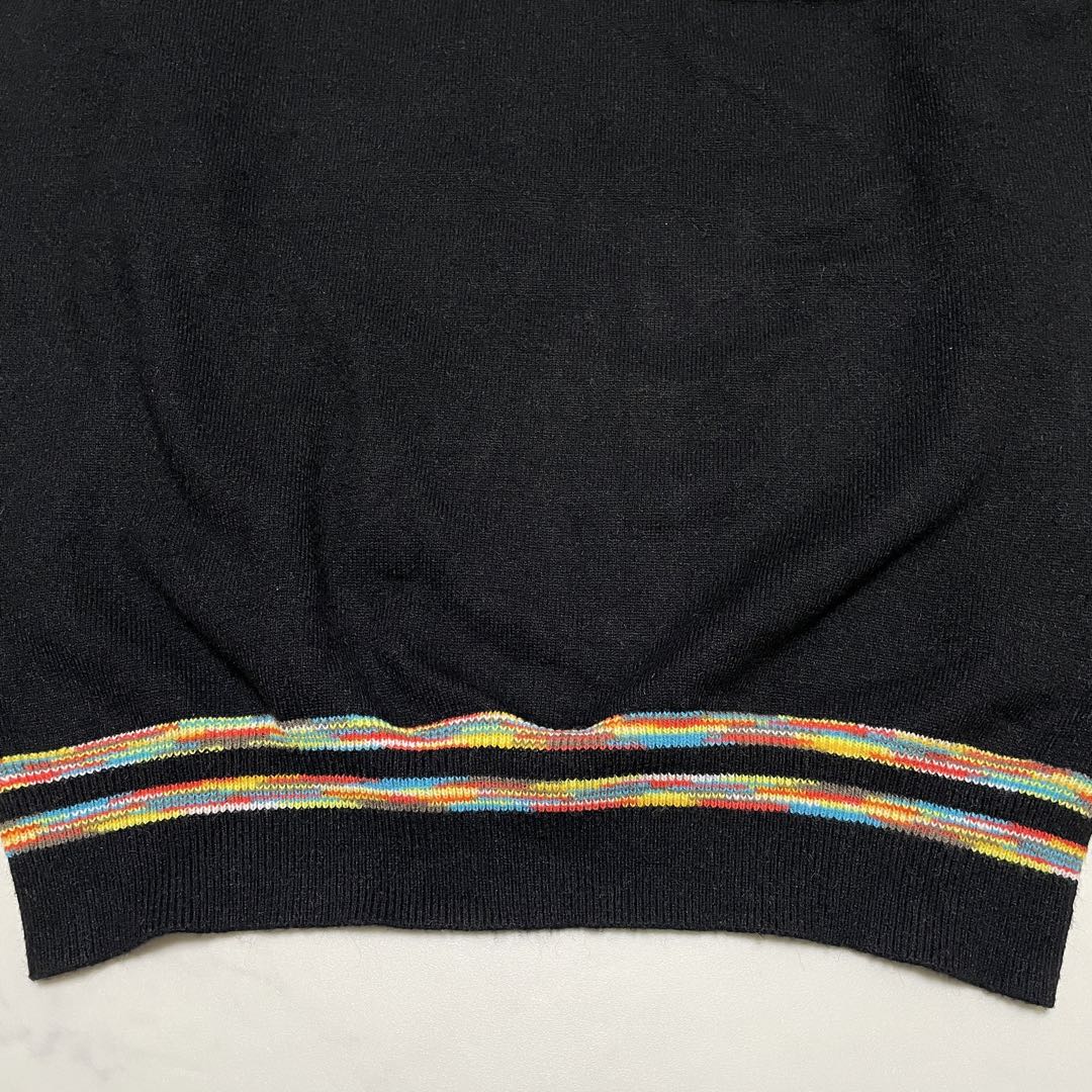 MARK&LONA スカル刺繍 Vネックニットセーター BLACK Mサイズ