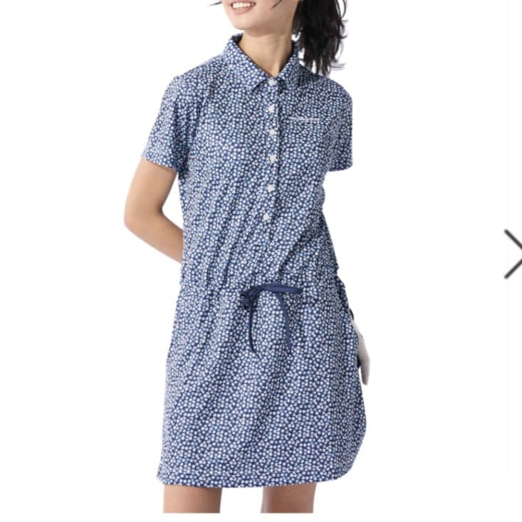 新品　マリクレール ゴルフ 半袖ワンピース　小花柄　フリージングスキン　L