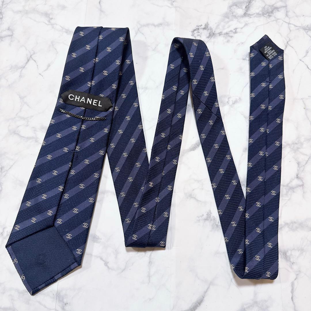 【未使用に近い】　CHANEL シャネル　ネクタイ　ネイビー　ココマーク