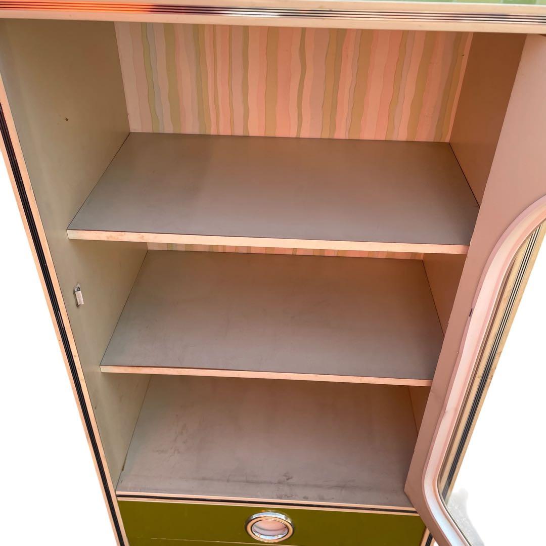 昭和レトロ　家具　レトロポップ　アーチ窓　インテリア　食器棚　飾り棚　チェスト