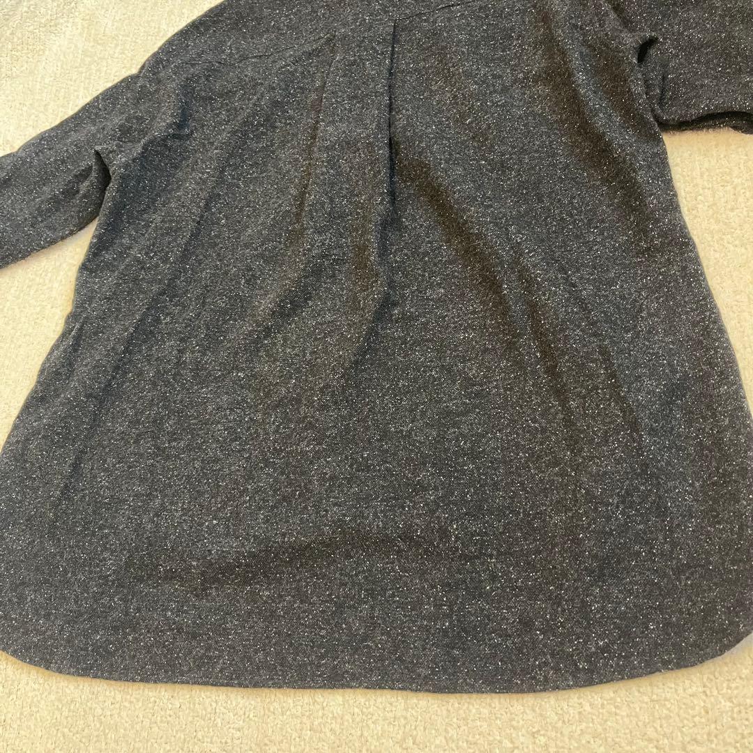 ローブブラン ツイードカフスシャツ ブラウス 完売品 きれいめ チャコールグレー