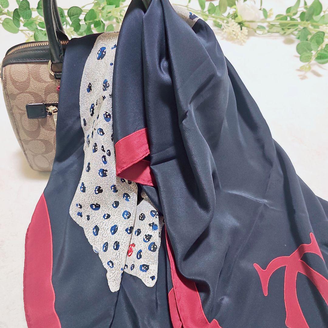 極美品✨Cartier　カルティエ　パンサーリング　大判シルクスカーフ