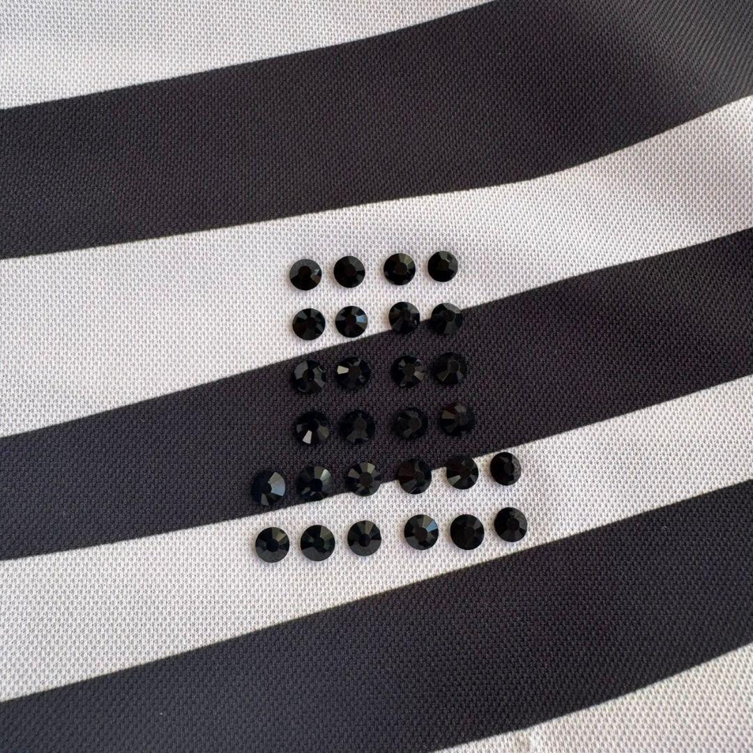 【ランバンスポール】人気ボーダー柄×ラインストーンロゴ 半袖ゴルフポロシャツ3L