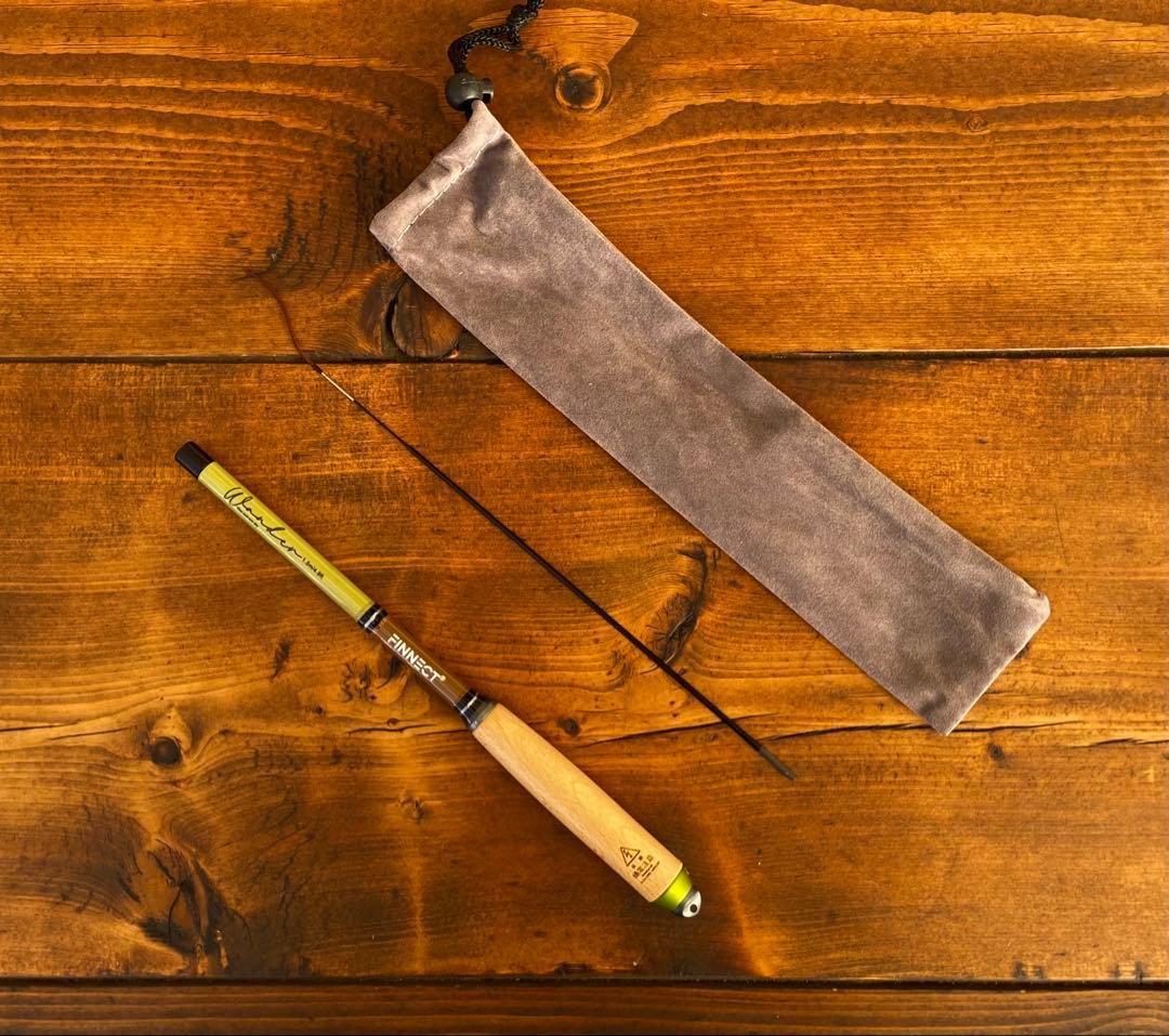 小物釣り竿　タナゴ竿　150cm ウッドグリップ　振り出し竿　ブラウン