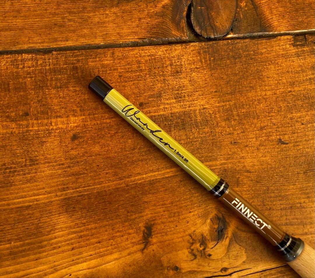 小物釣り竿　タナゴ竿　150cm ウッドグリップ　振り出し竿　ブラウン