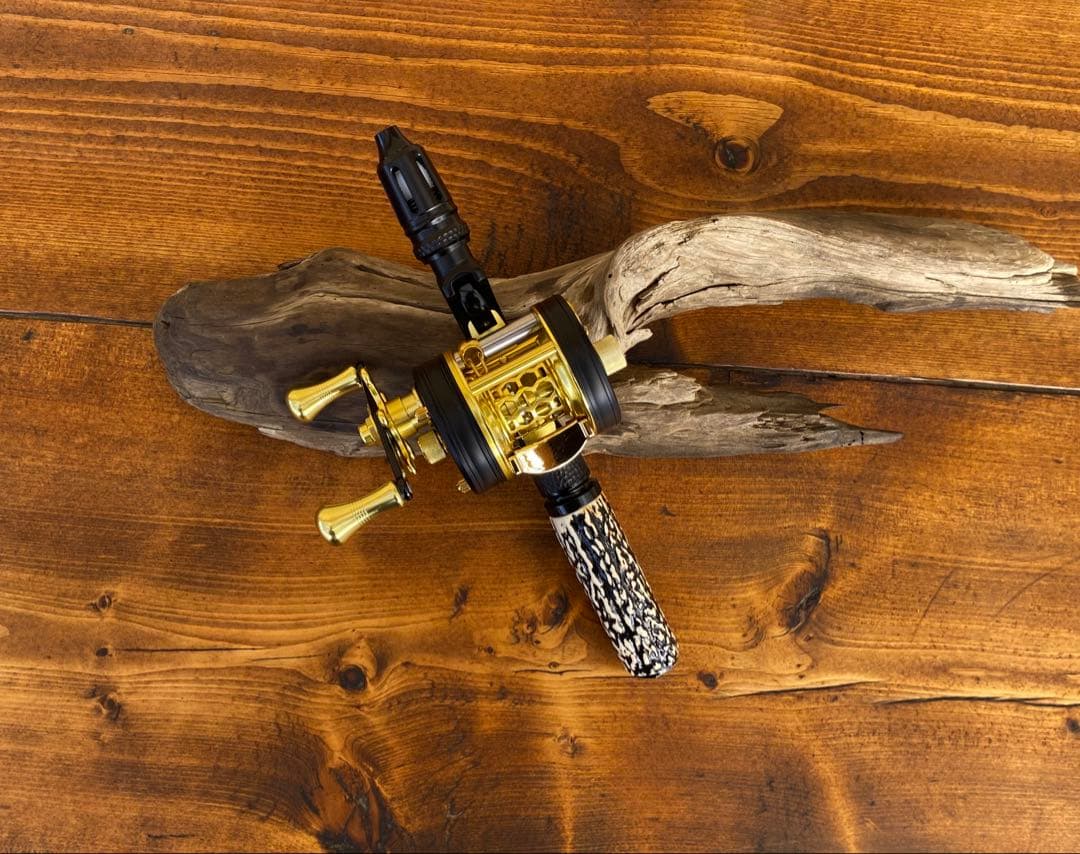 ガングリップ　鹿の角グリップ　ロッドビルディング　トラウト　渓流　ブラック