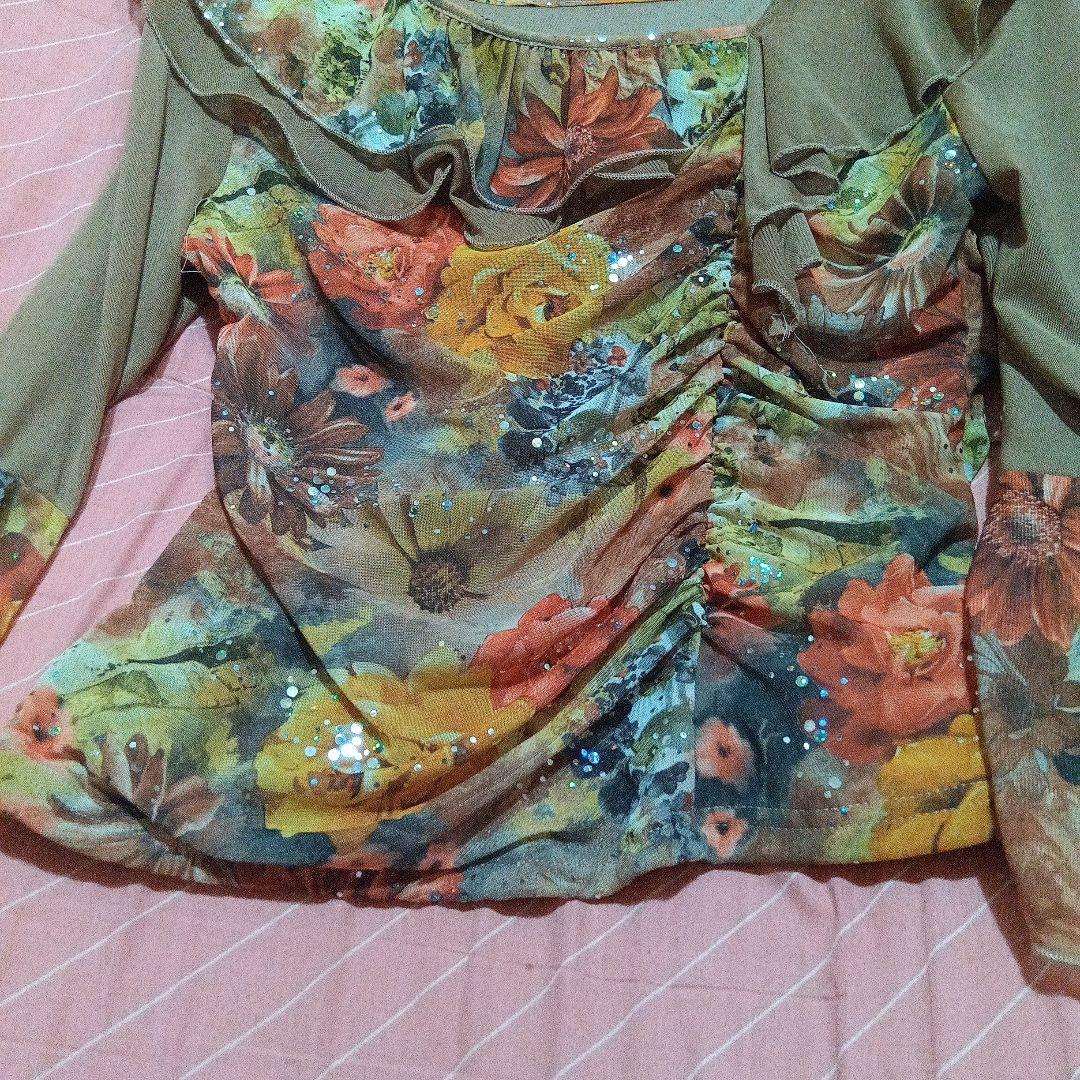 ツーピース花柄フリルダンス衣装