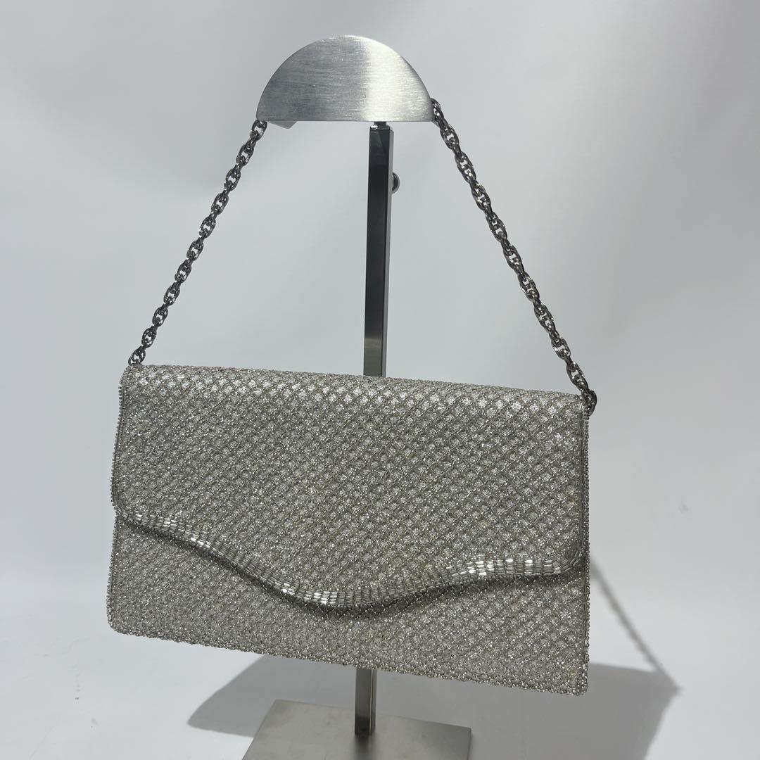 ハシモト　ルミーはしもと　ビーズバッグ　シルバーチェーン