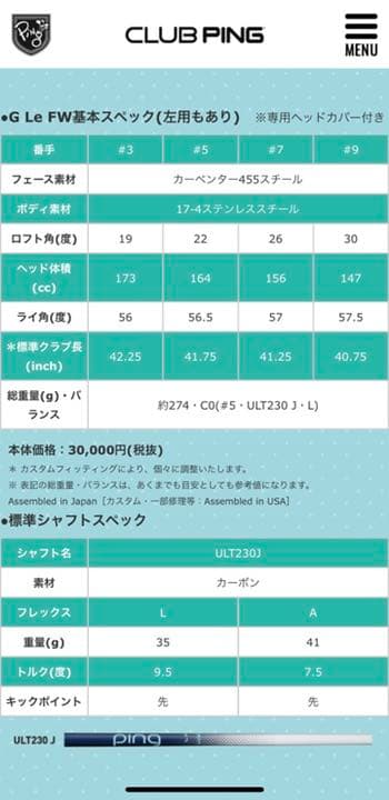PING Gle レディースウッド5本セット‼️