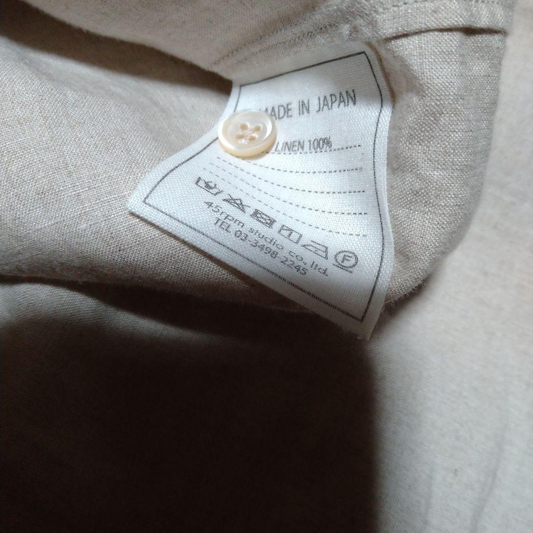 45r　ピンタックリネン長袖シャツ