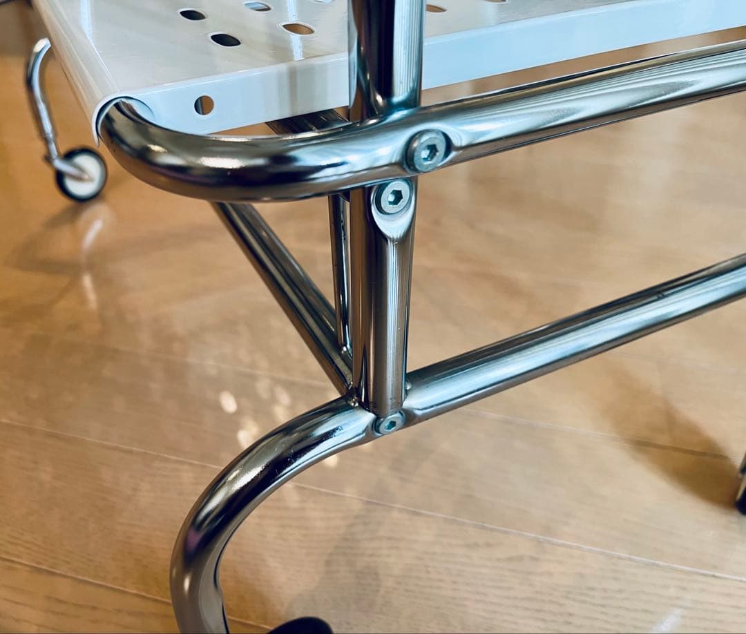 匿名無料配送フランフラン　ホワイト 2段キッチンワゴン キャスター付