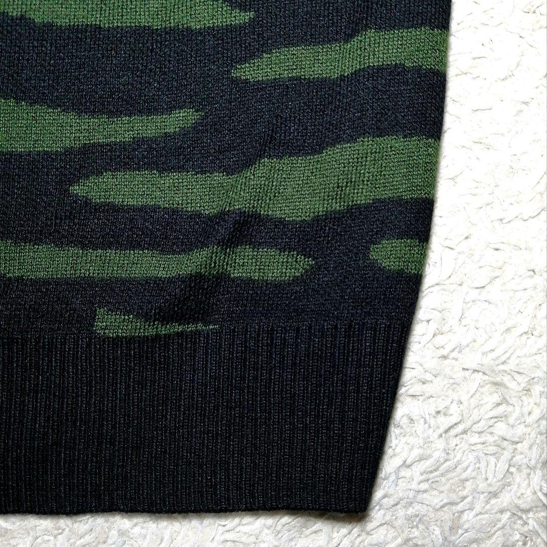 ★HUF★クラウン ニット★ニット ゼブラ M 総柄切替 ゴルフ カモフラ 美品