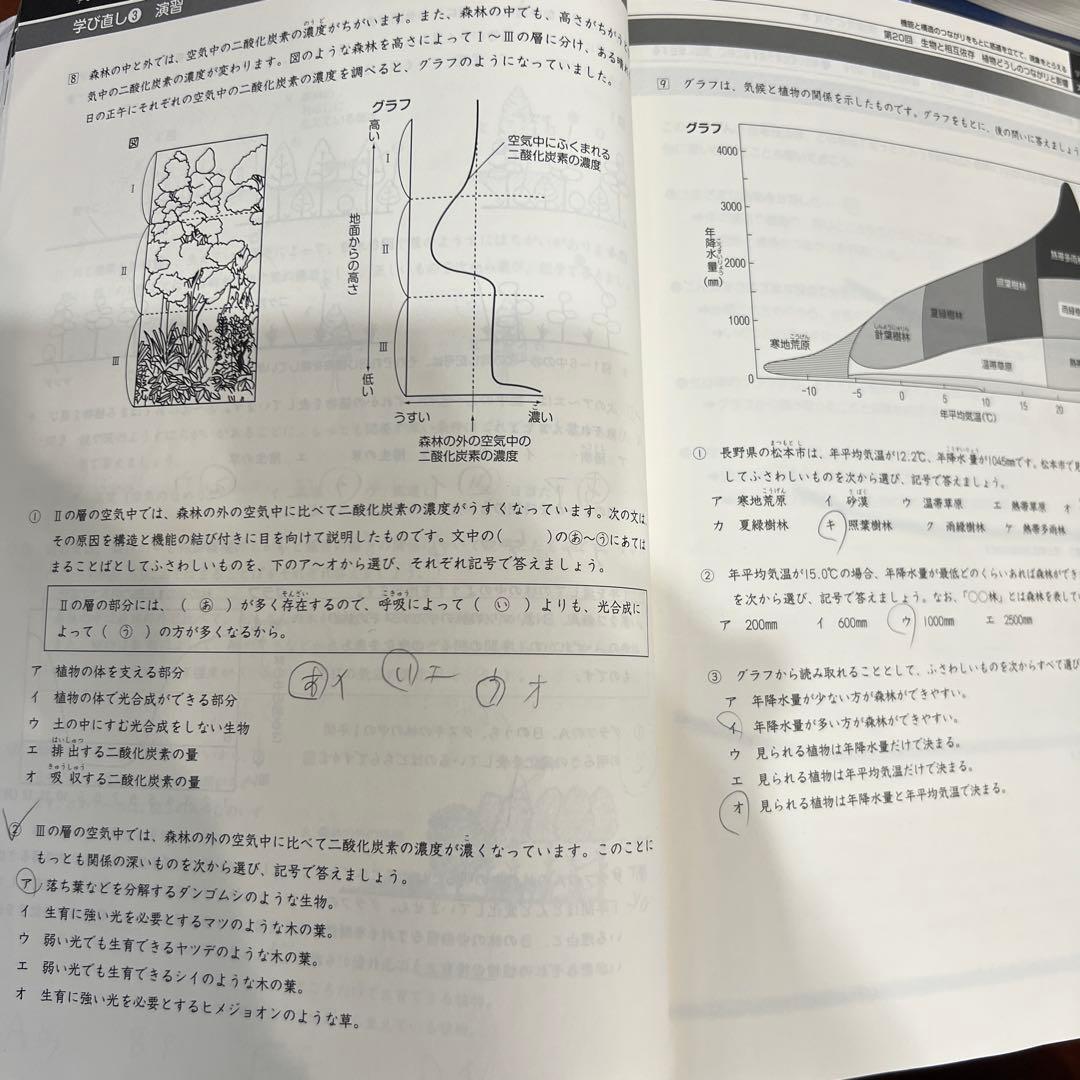 日能研　栄冠への道 6年　国算社理　答え　計算と漢字付き