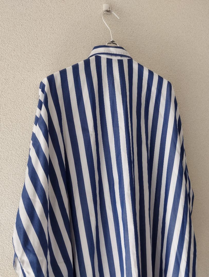 ミズイロインド ストライプワイドシャツ　長袖　オーバーサイズ
